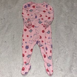 joe fresh pink space print button up footie/ sleeper baby girl clothing